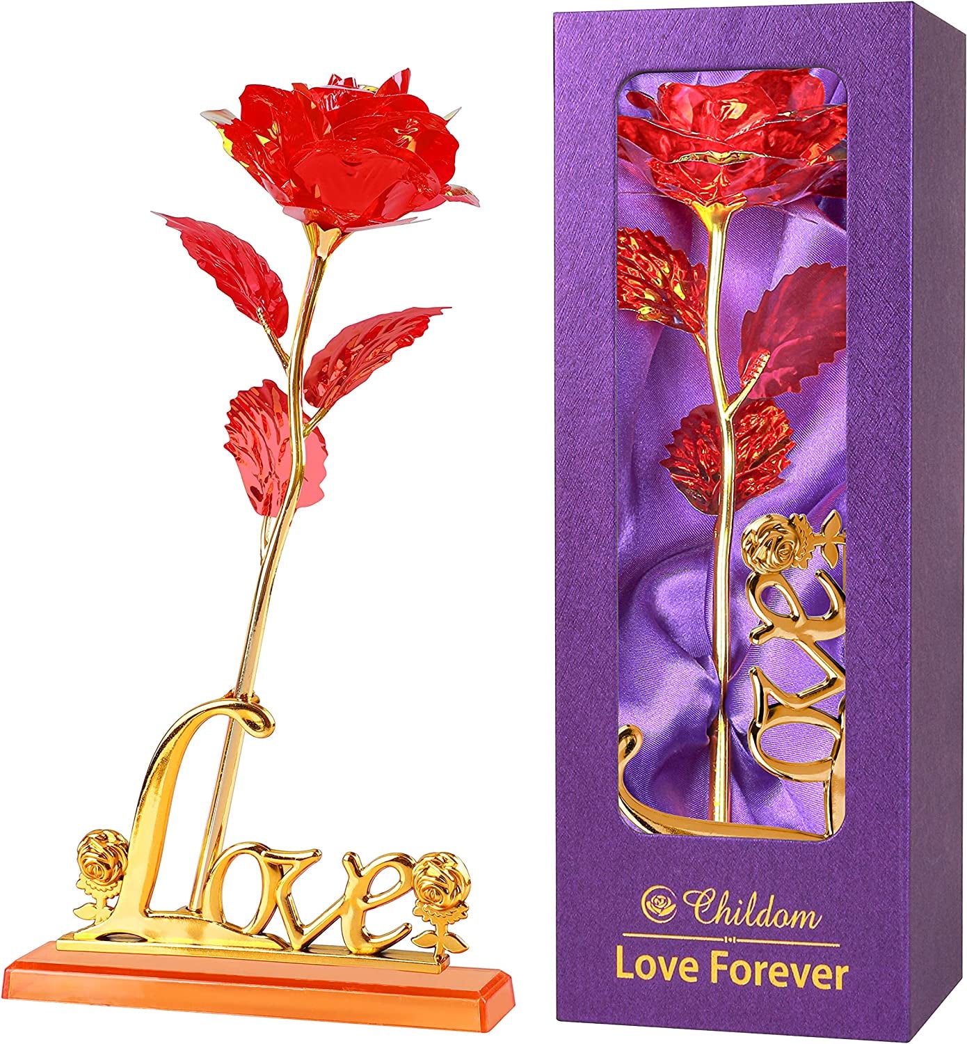 Birthday Gifts for Women,Christmas Rose Gifts for Her Mom,Red Rose with Love Stand for Wife,Sweet Artificial Flower for Grandma,Women,Christmas,Birthday,Anniversary,Valentines,Mothers Day