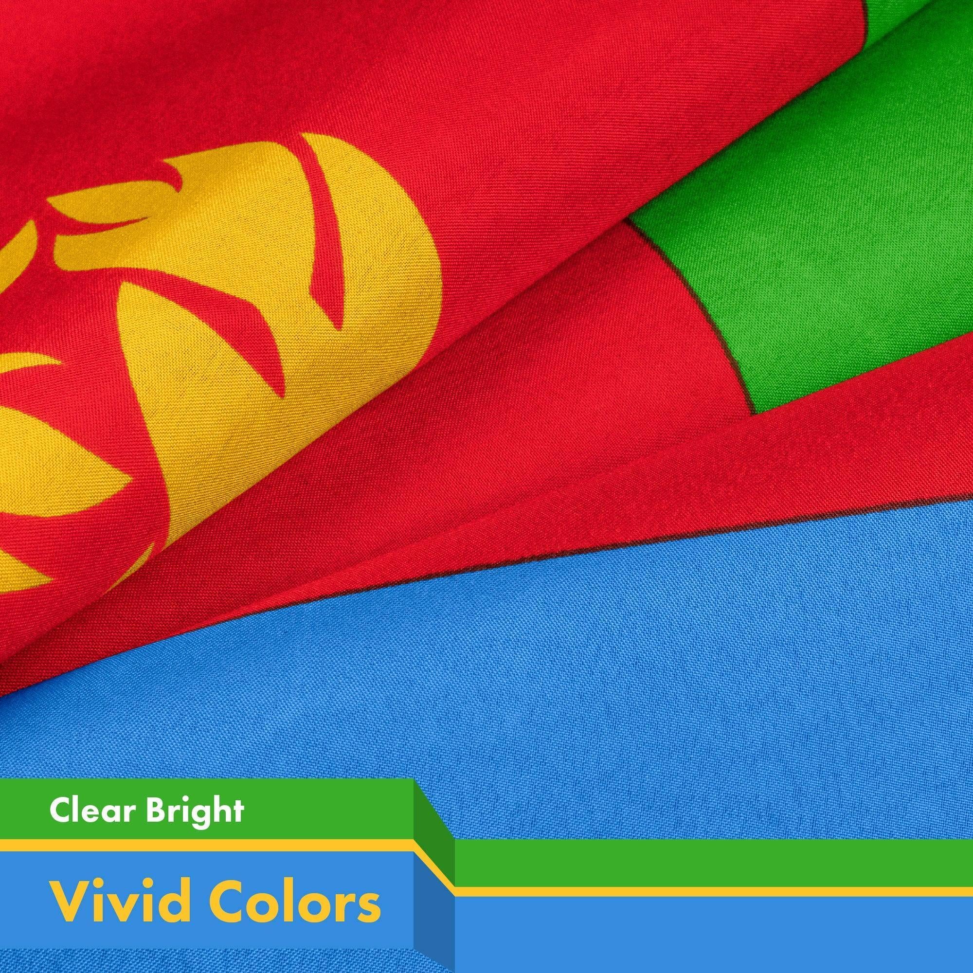 G128 5 Pack: Eritrea (Eritrean) Flag 3X5 Feet Printed 150D Indoor/Outdoor, Vibrant Colors, Brass Grommets, Quality Polyester, Much Thicker More Durable than 100D 75D Polyester