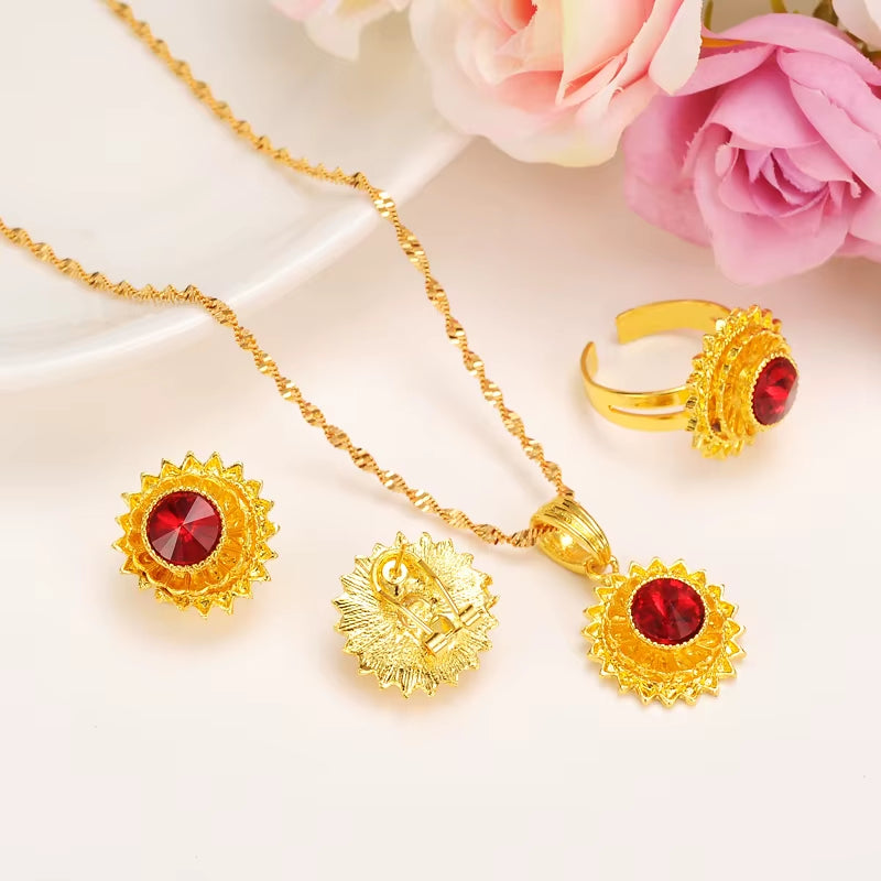 24K Gold Color Ethiopian Traditiona Newest Item Jewelry Sets Ethiopia Eritrea Sets for Women'S Habesha Wedding Party Gifts