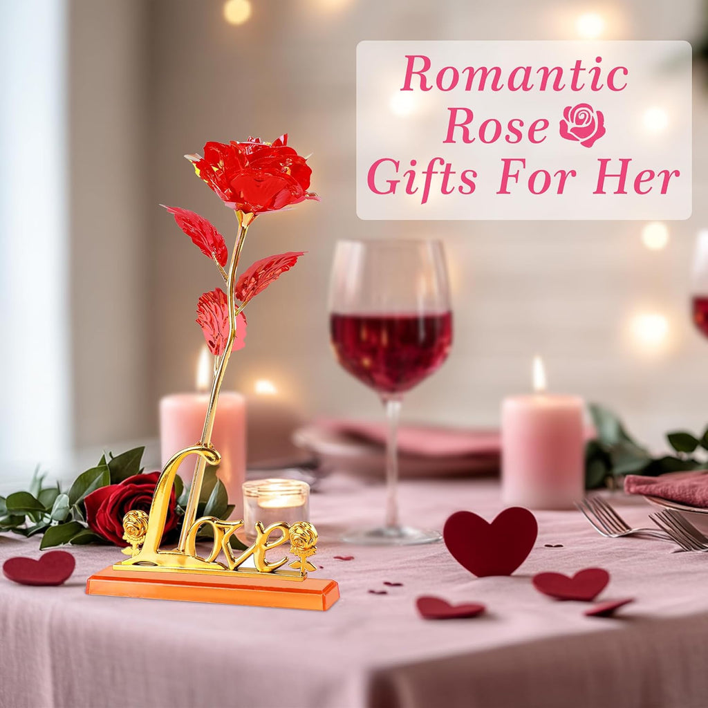 Birthday Gifts for Women,Christmas Rose Gifts for Her Mom,Red Rose with Love Stand for Wife,Sweet Artificial Flower for Grandma,Women,Christmas,Birthday,Anniversary,Valentines,Mothers Day
