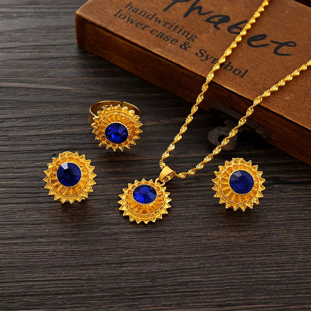 24K Gold Color Ethiopian Traditiona Newest Item Jewelry Sets Ethiopia Eritrea Sets for Women'S Habesha Wedding Party Gifts