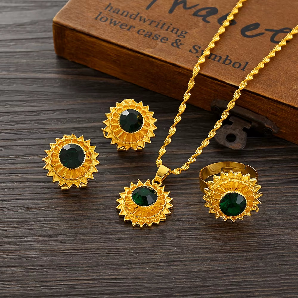 24K Gold Color Ethiopian Traditiona Newest Item Jewelry Sets Ethiopia Eritrea Sets for Women'S Habesha Wedding Party Gifts