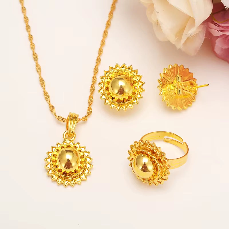 24K Gold Color Ethiopian Traditiona Newest Item Jewelry Sets Ethiopia Eritrea Sets for Women'S Habesha Wedding Party Gifts