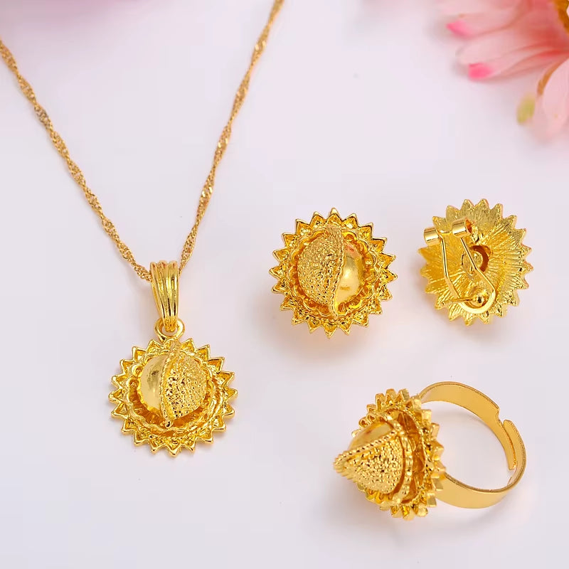 24K Gold Color Ethiopian Traditiona Newest Item Jewelry Sets Ethiopia Eritrea Sets for Women'S Habesha Wedding Party Gifts