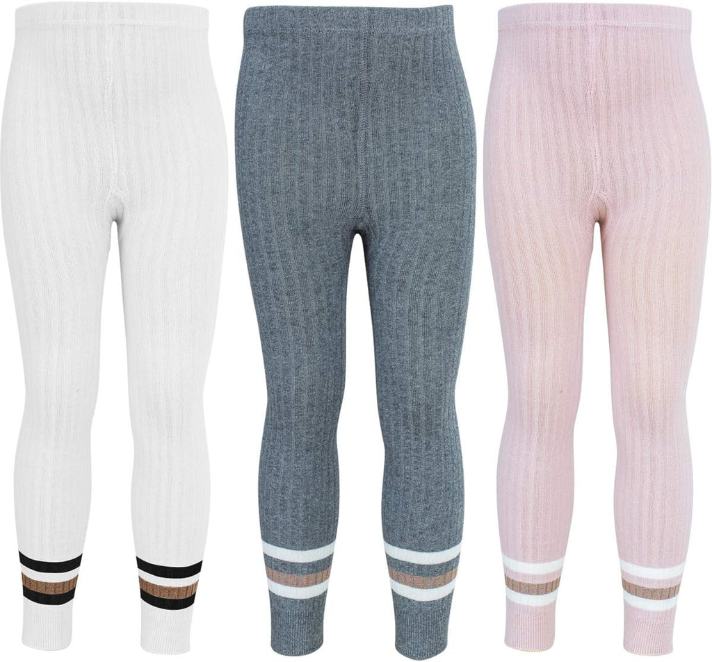 Little Baby Girls Ankle Length Knit Footless Tights Cable Knit Leggings