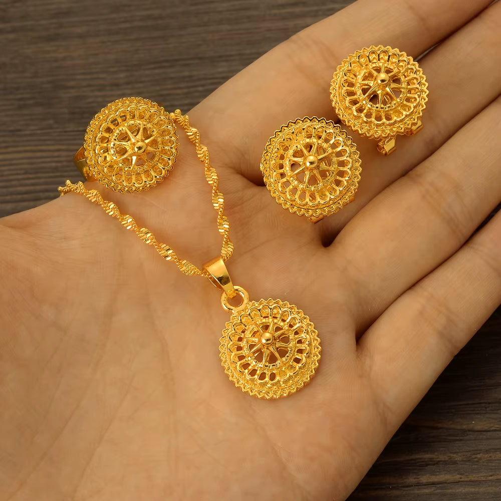 24K Gold Color Ethiopian Traditiona Newest Item Jewelry Sets Ethiopia Eritrea Sets for Women'S Habesha Wedding Party Gifts