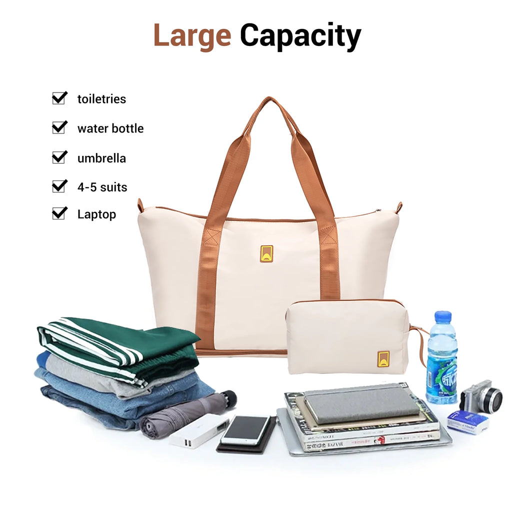 3 Piece Carry-On Luggage Sets, Hardside Suitcase Set with Spinner Wheels, Portable Travel Bag and Toiletry Bag, White