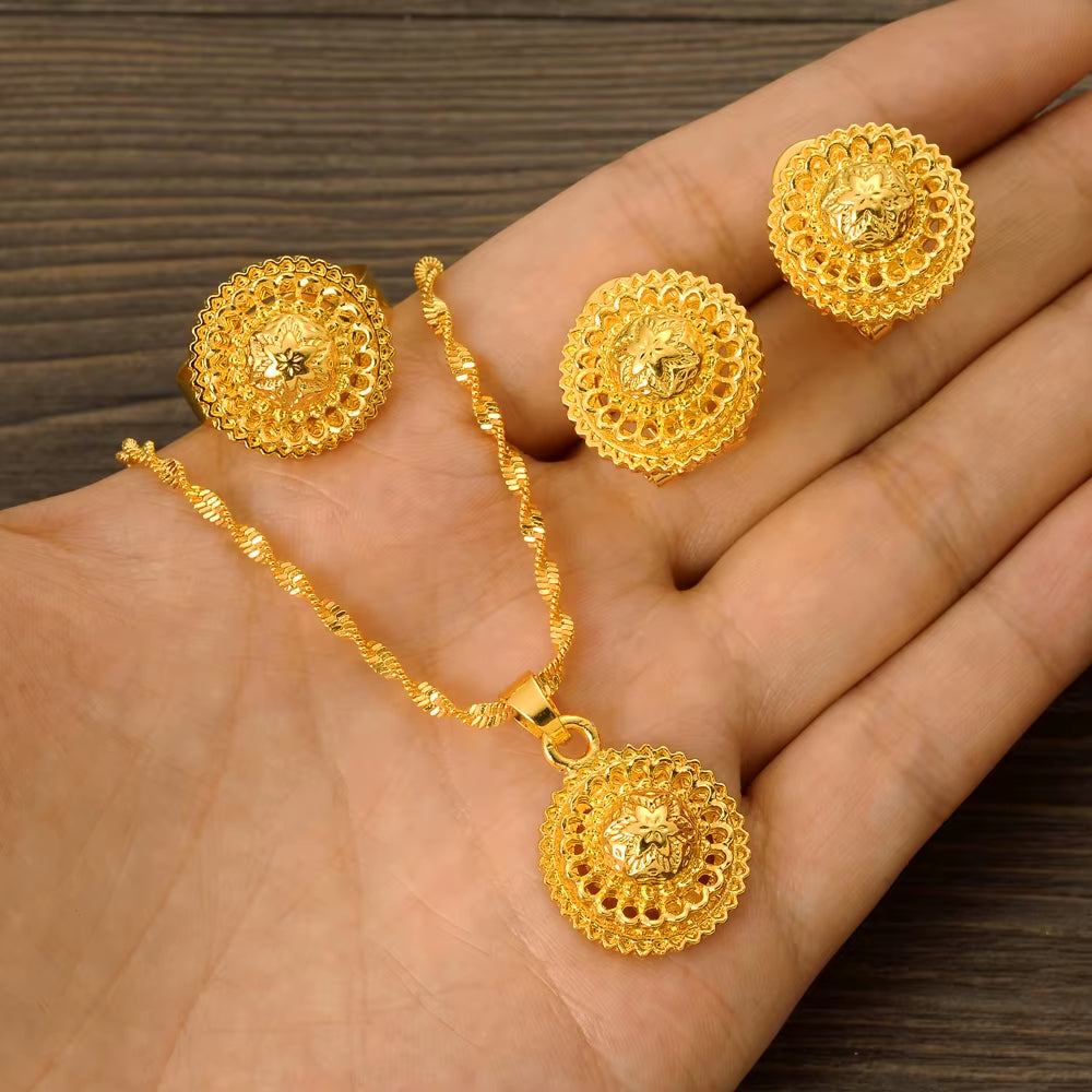 24K Gold Color Ethiopian Traditiona Newest Item Jewelry Sets Ethiopia Eritrea Sets for Women'S Habesha Wedding Party Gifts