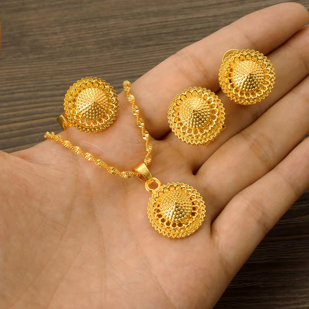 24K Gold Color Ethiopian Traditiona Newest Item Jewelry Sets Ethiopia Eritrea Sets for Women'S Habesha Wedding Party Gifts